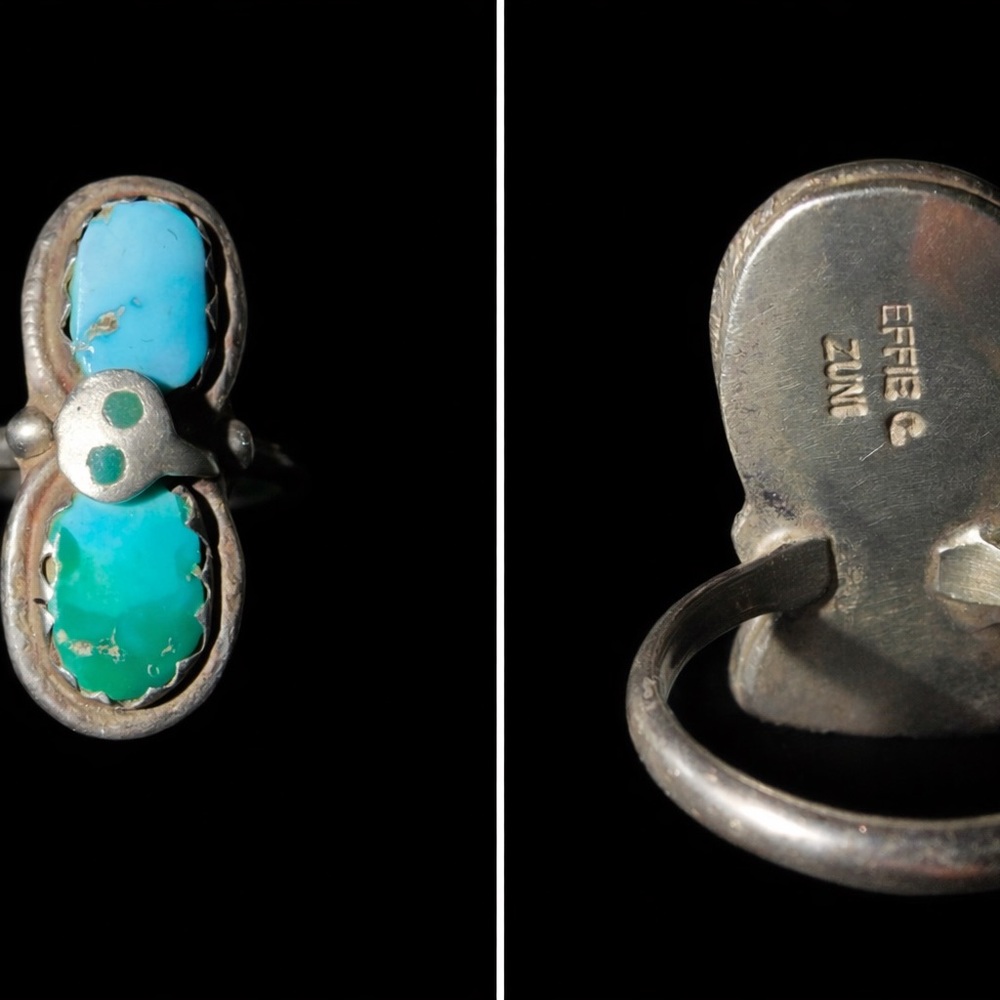 Effie Zuni sterling silver double turquoise vintage Native American